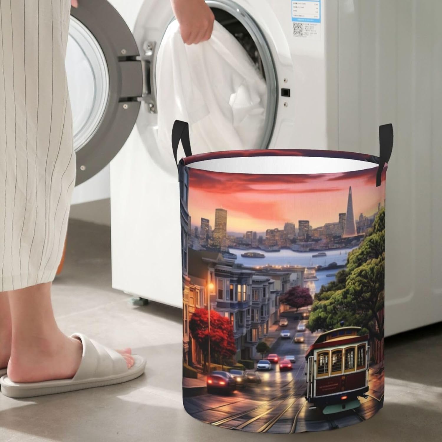 KIROJA San Francisco Laundry Hamper,Portable Clothes Hampers,Storage Basket Toys Storage Organizer For Home Dorm, Medium