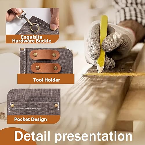 Miniatura 5 de Delantal de carpintería Delantal de trabajo de lona de cera pesada