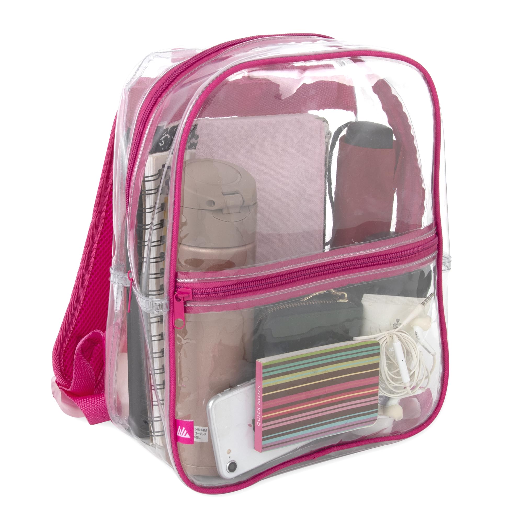 Trail maker Mini Clear Backpack Stadium Approved Small Clear Concert Bag for Work, Commute, Travel and Recreation (Pink)