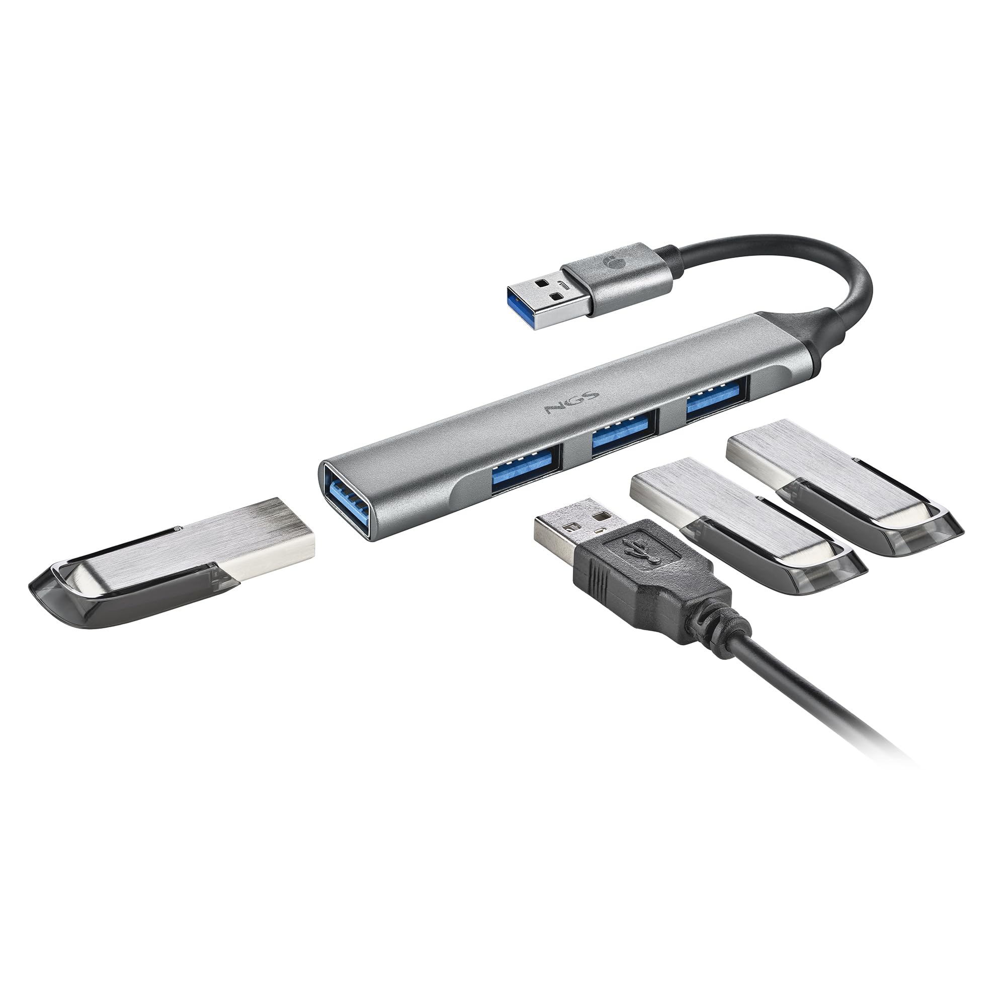 Hub USB NGS IHUB4 Micro/ 4xUSB/ Gris