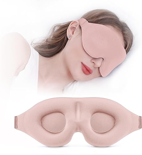 YIVIEW Máscara de dormir para dormir de lado, bloqueo completo de luz 3D, máscara de ojos rosa para dormir, suave y transpirable para mujeres y