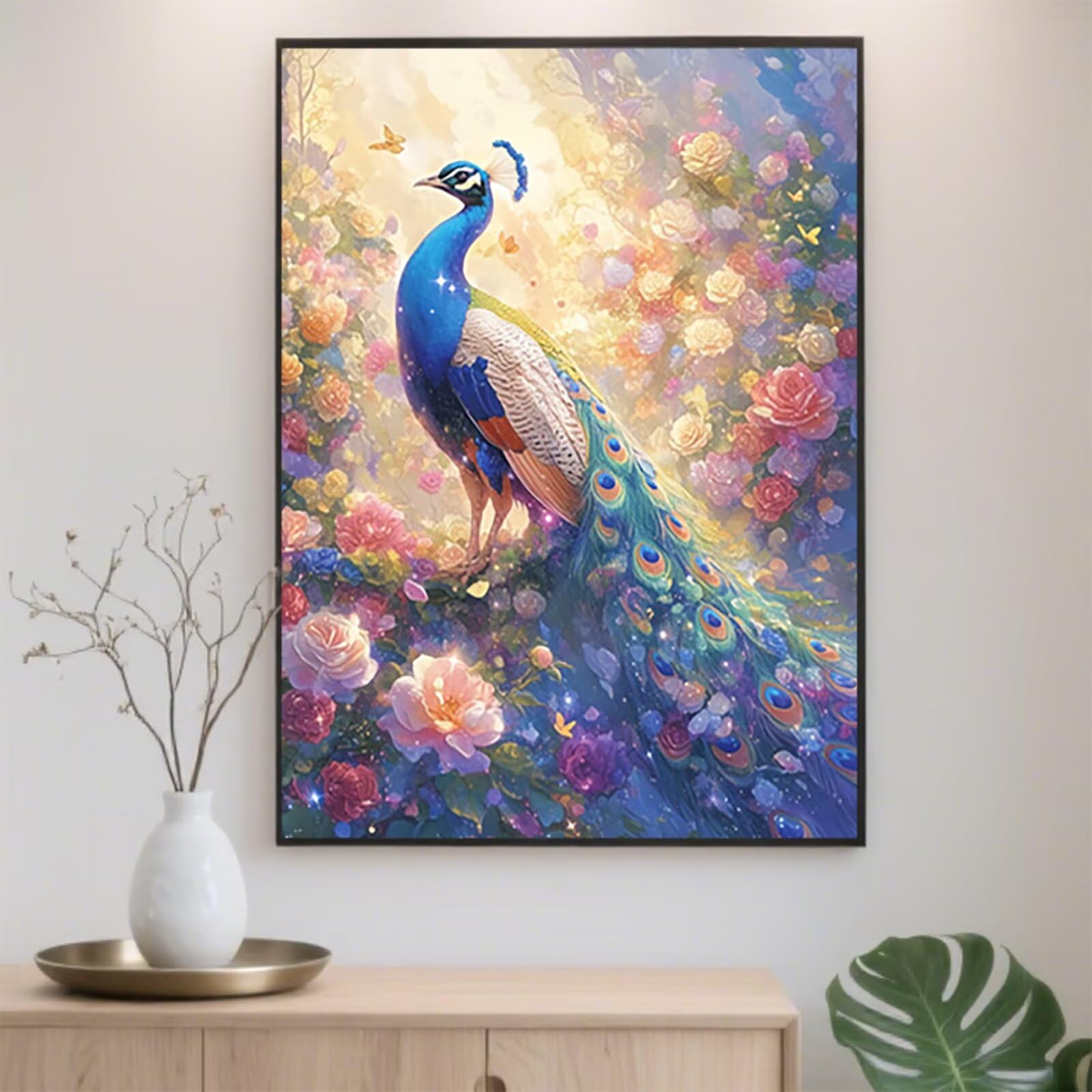 Mały diamentowy paw, 76 x 99 cm, diamentowy obraz, piwonia, sztuka i rękodzieło, dla dorosłych, 2025 nowy DIY, pełne wiercenie, haft krzyżykowy, klejnot, malowanie według numerów, płótno, rękodzieło