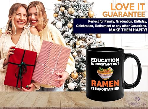 Miniatura 7 de Ramen Lover - Taza de café de 11 onzas, color negro, la educación es importante, pero el ramen es importante, para amantes de la comida, pollo,