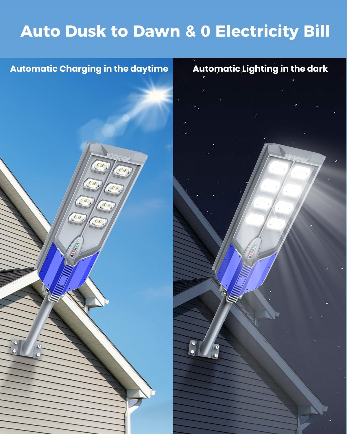 AIKVSXER S-12000W Solar Street Lights Outdoor, 6500K Commercial Dusk to Dawn Parking Lot Light, Waterproof IP67 Solar Security Flood Lights with Motion Sensor and Remote for Street,Road,Yard, 1 Pack