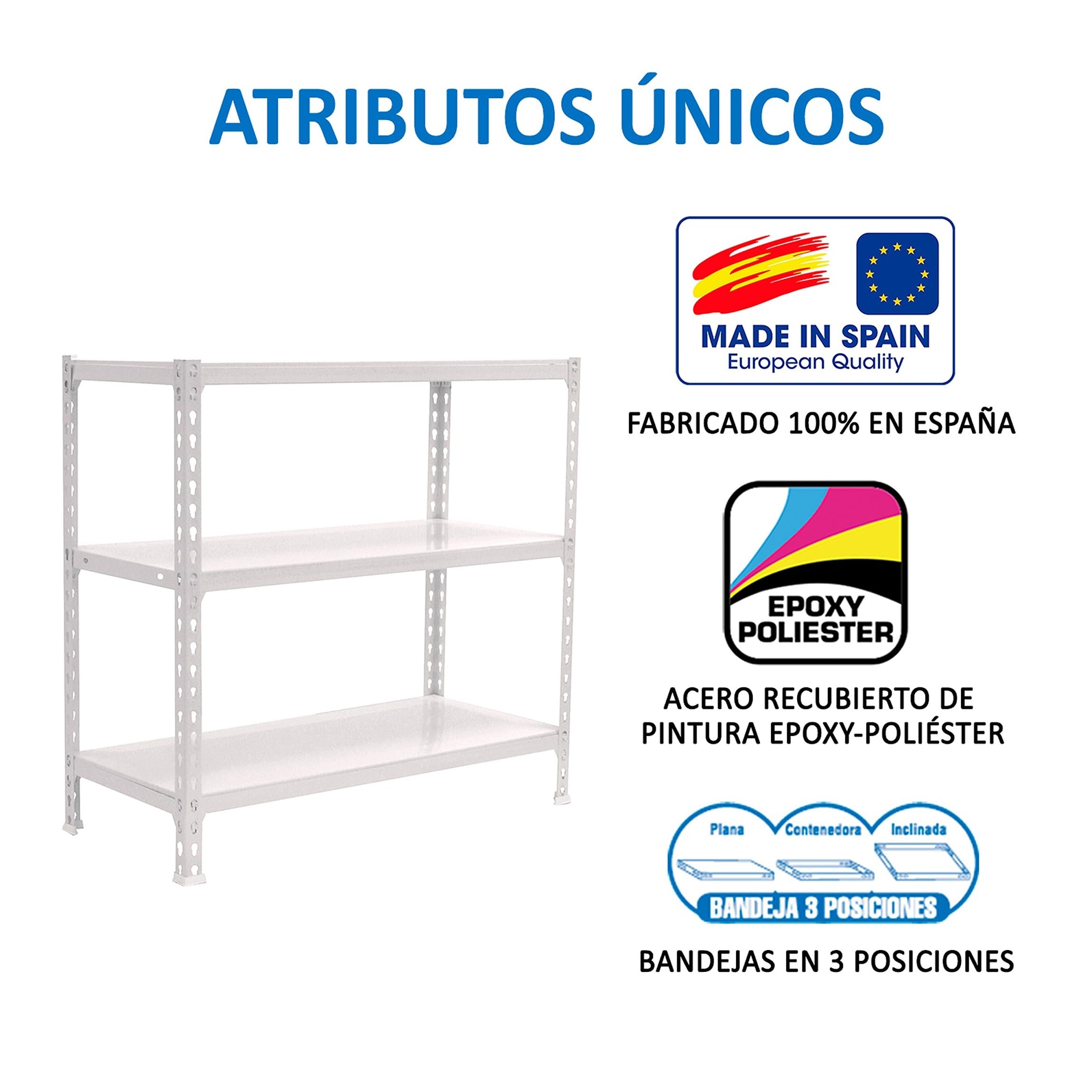 Simon Rack Estantería Metálica 1000x900x500 mm - Simonclick | 3 Alturas, Bandeja Metal, 180 kg de Punto Flexión, Blanco, Pintura anticorrosión, Montaje sistema clic