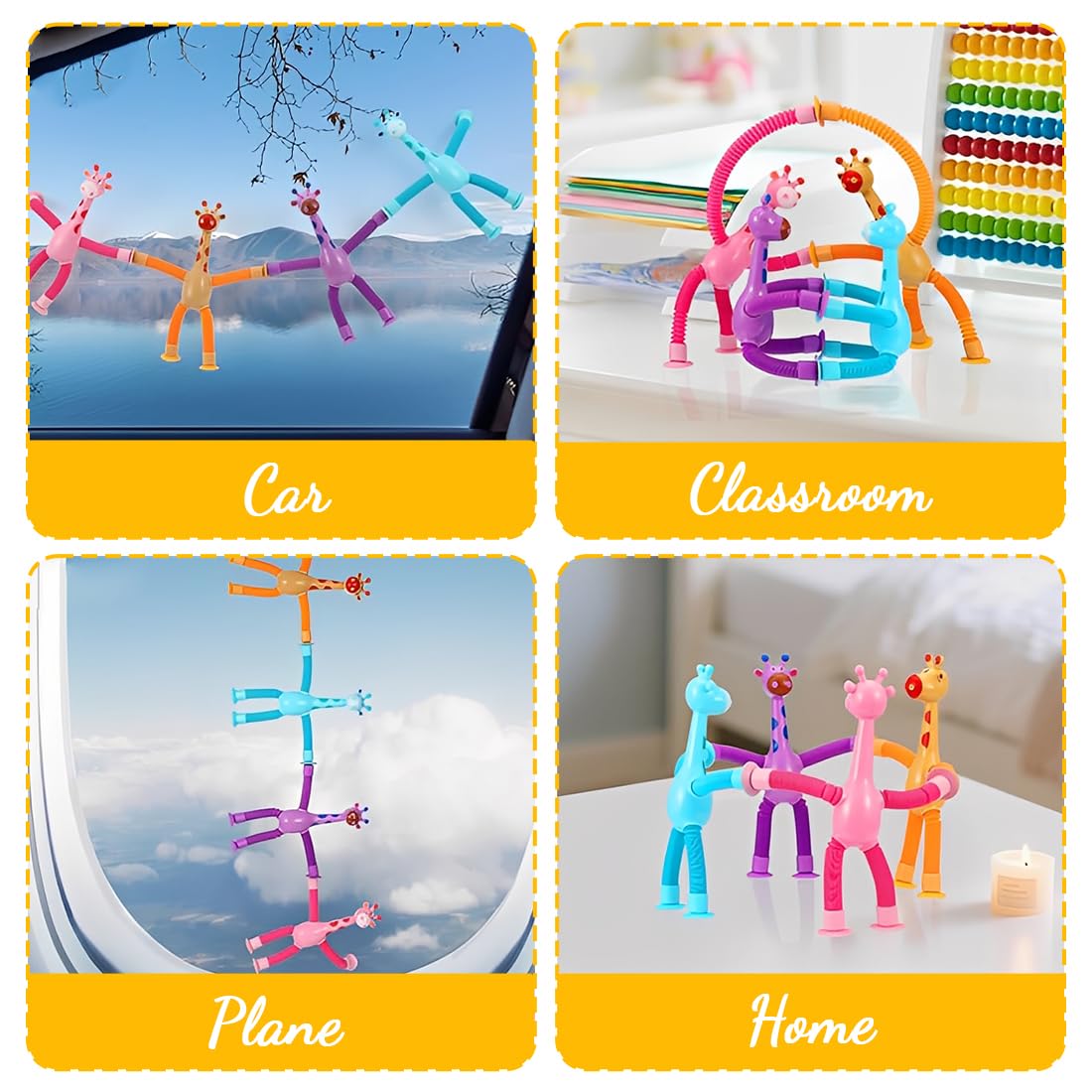 Juguete Sensorial de Jirafa Telescópica con Ventosa, 6 Piezas, Tubo Pop Flexible para Niños, Juguetes Sensoriales, Juguetes Educativos Antiestrés para Desarrollo Sensorial 2-6 Años — view 5