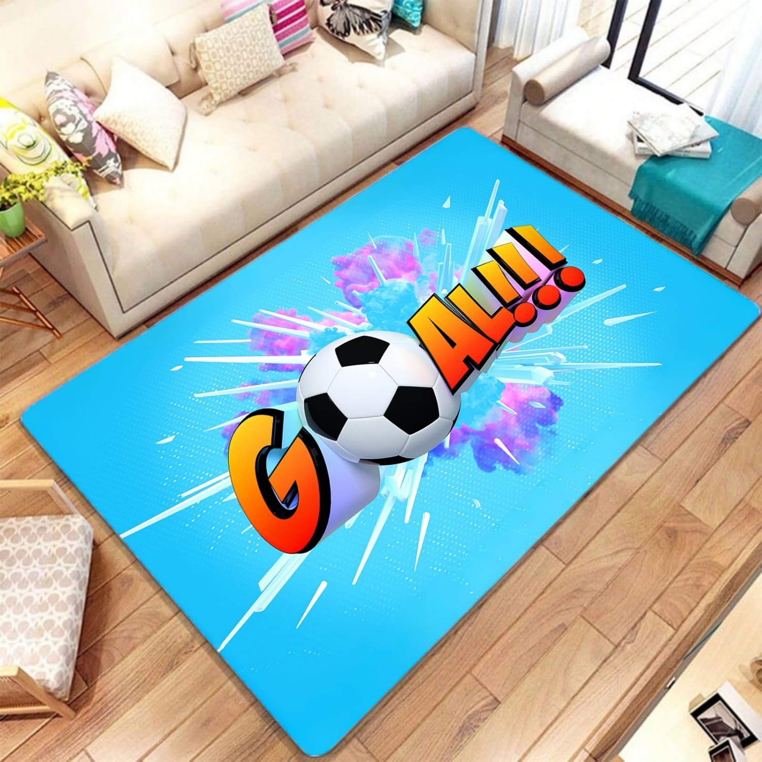 Alfombra de fútbol para niños Xisnuient grande de franela suave y lavable de 160x200 cm