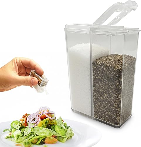 Stay Fresh - Salero y pimentero de viaje - Mini salero y pimentero de viaje - Coctelero de especias portátil y recargable para camping, viajes