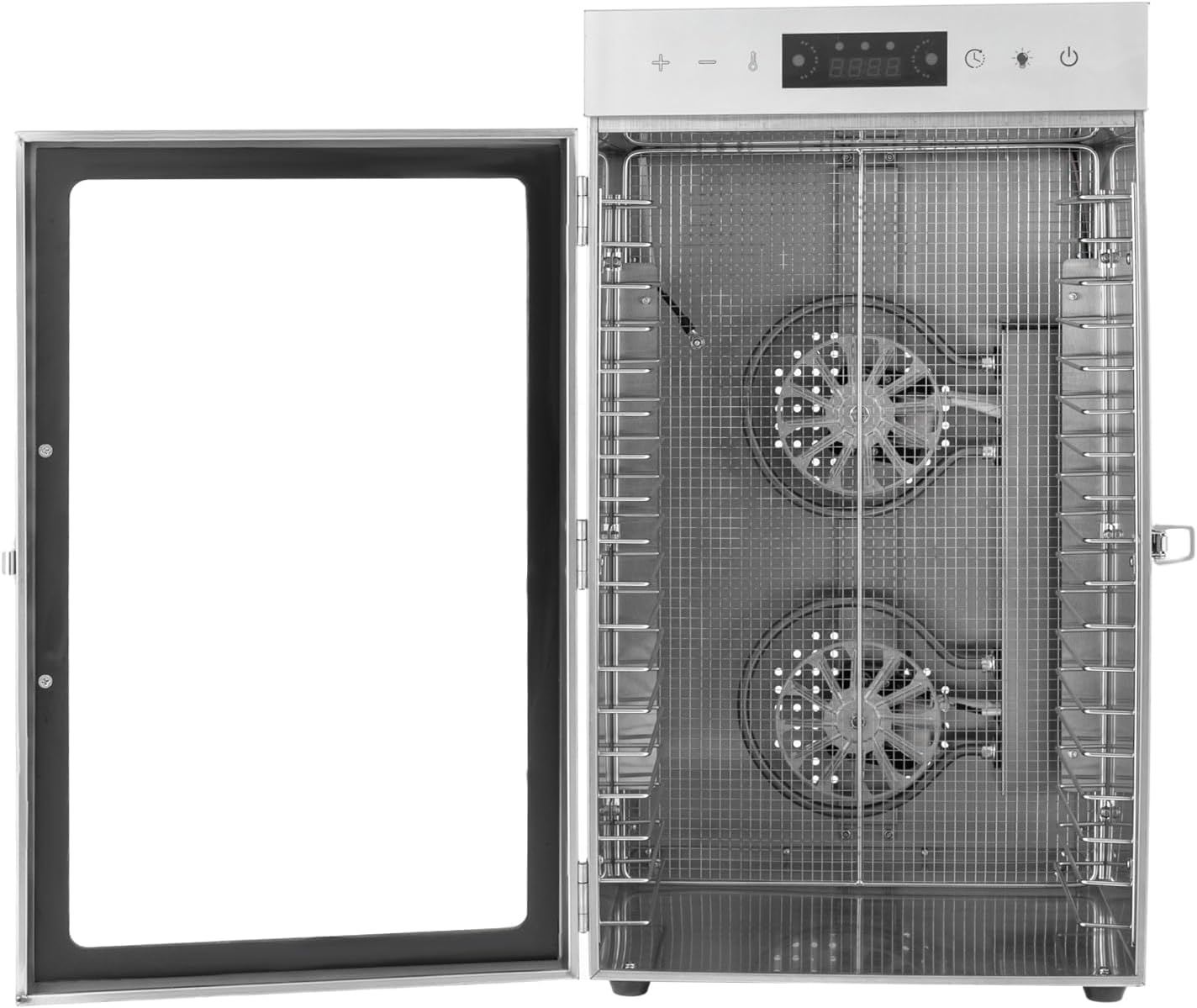 18 Trays Food Dehydrator Machine, 800W Large Commercial Food Dehydrator 110V Fruit and Meat Dehydrator Stainless Steel Food Dehydrated Dryer w/LED Light and Timer Setting for Fruits Meats Vegetables