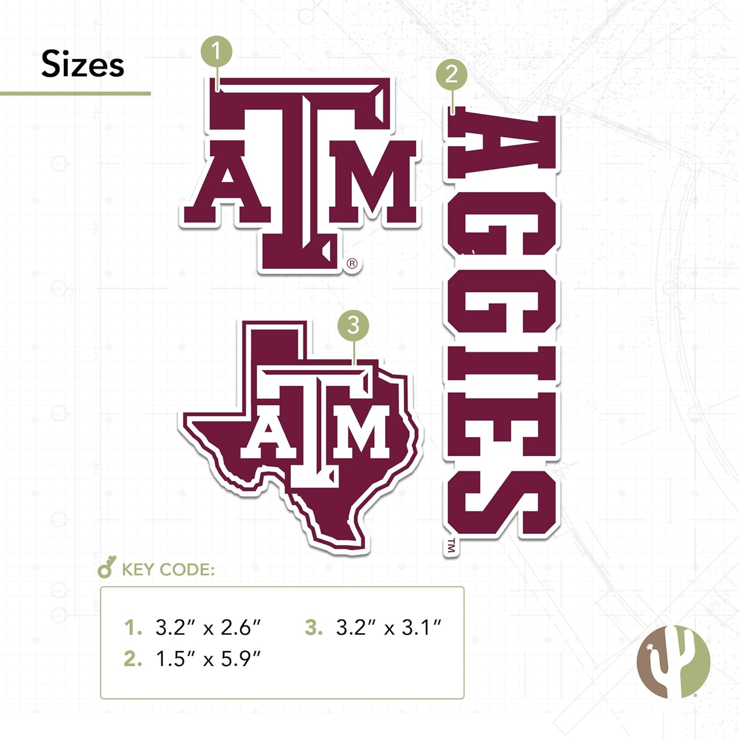 Desert Cactus Texas A&M University Sticker Aggies TAMU Vinyl Decals Laptop Water Bottle Car Scrapbook T5 (Type 5-1) - Image 4