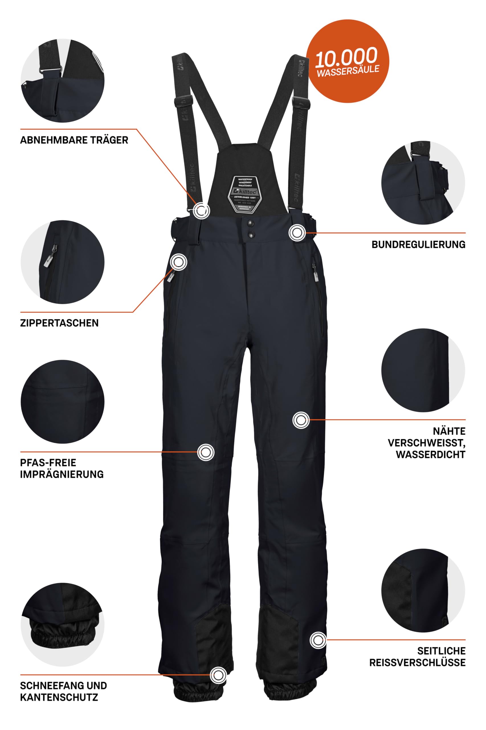 Killtec Ksw 100 Enosh MN Ski Pnts Pantalones de esquí con Tirantes Desmontables Hombre