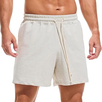 AMY COULEE Mens Athletic Sweat Shorts 5" Casual Lounge Shorts Elastic Waist Gym Workout Short Pants with Pockets