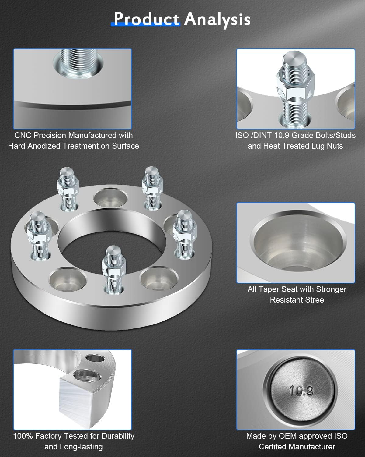 ECCPP 2PCS 5x4.75 to 5x4.75 Wheel Spacers 1 inch 5x120.65mm 5 Lug 12x1.5 Studs fit for Chevy Blazer 1987-2005| for Chevy Camaro 1982-2002| for Chevy Corvette 1984-2019| for Chevy S10 1982-2004 - Image 6