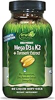 Vista 1 de Irwin Naturals Mega D3 y K2 de alta potencia + extracto de cúrcuma — 60 geles blandos líquidos