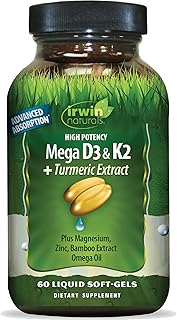Irwin Naturals High Potency Mega D3 & K2 + Turmeric Extract — 60 Liquid Soft-Gels