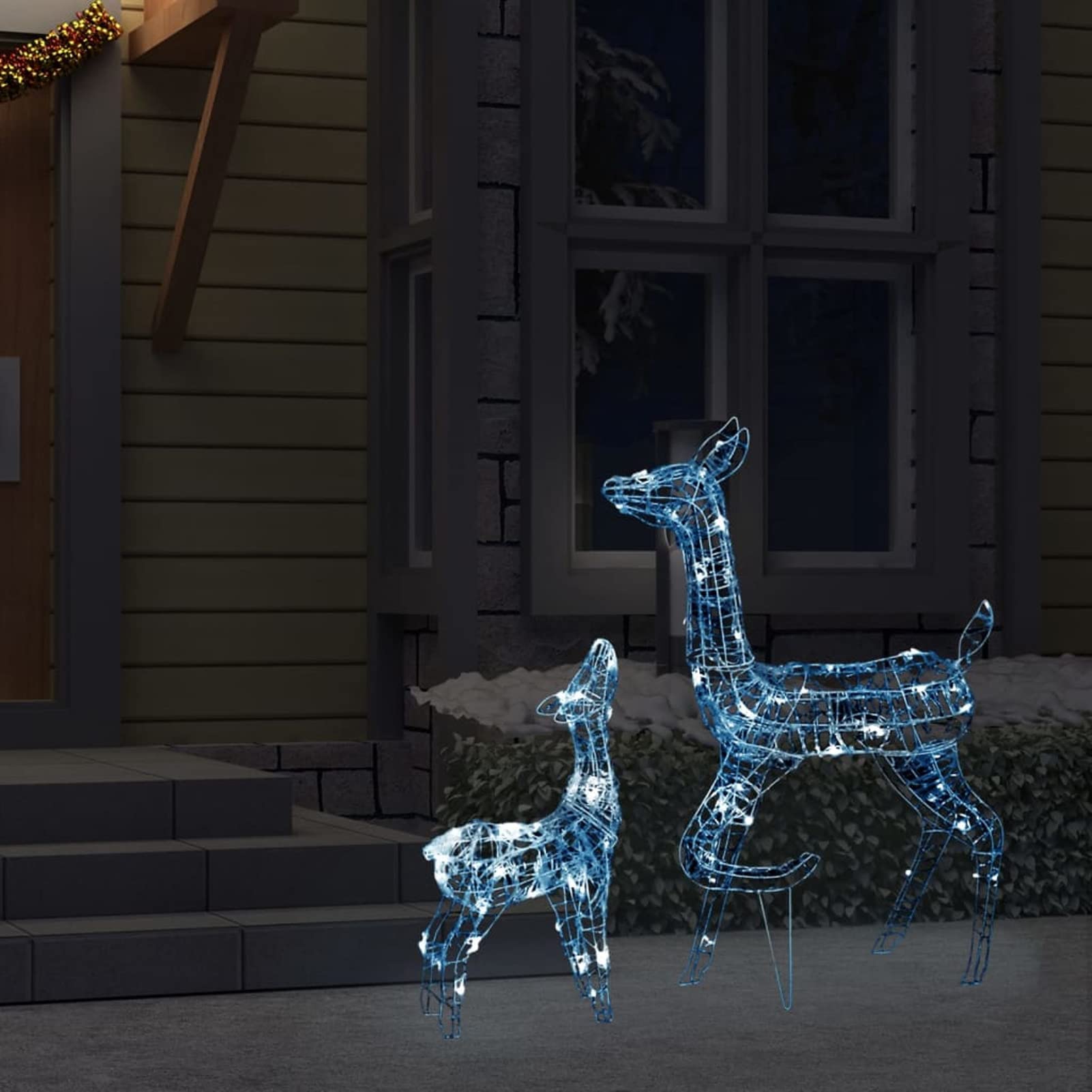 BaraSh Familia de Renos de Navidad acrílico Blanco frío 160 Leds Renos NavideñOs Decorativos Exterior
