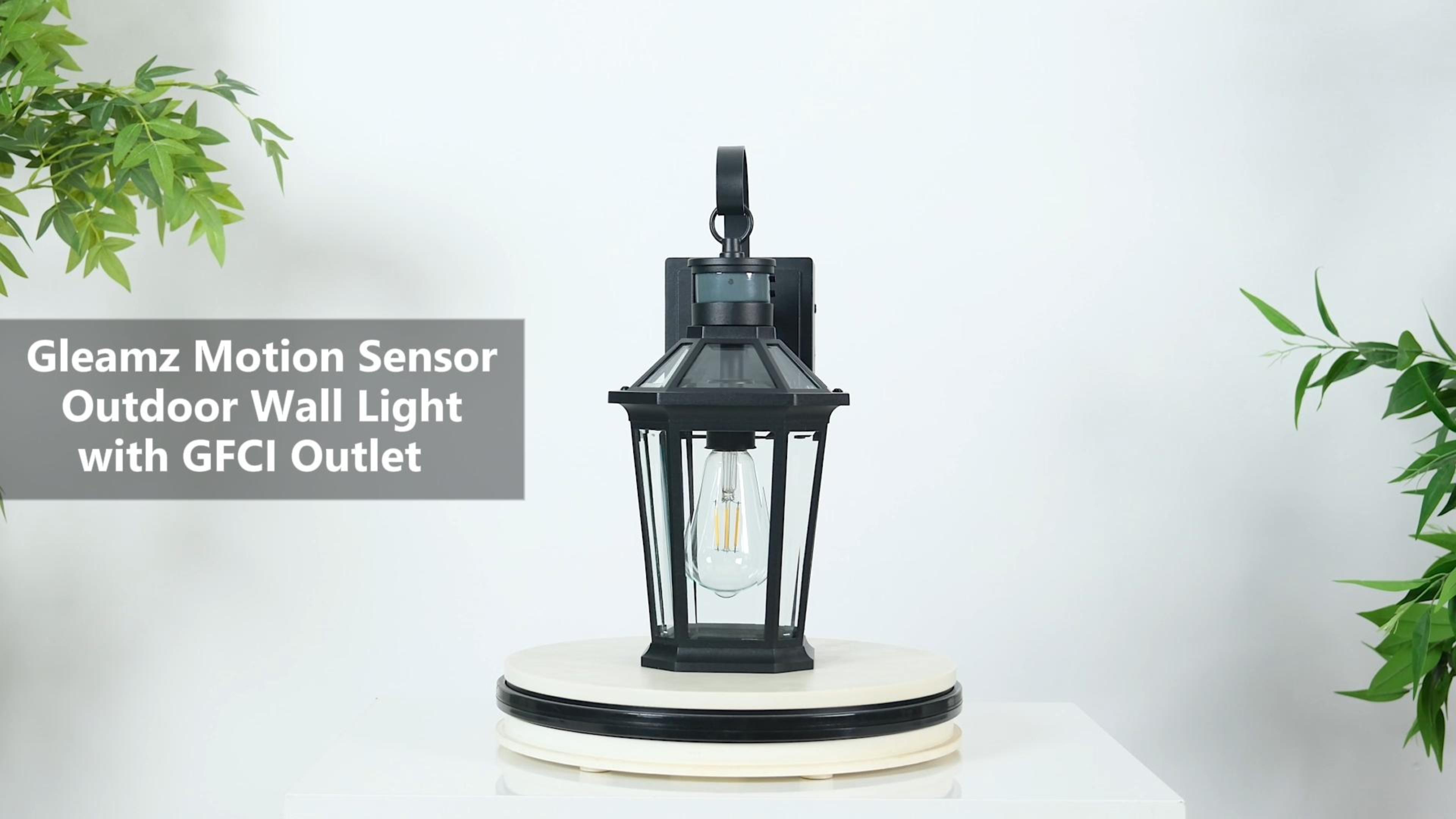 Image of Gleamz Motion Sensor Outdoor Wall Light with GFCI Outlet, Oil-Rubbed Bronze
