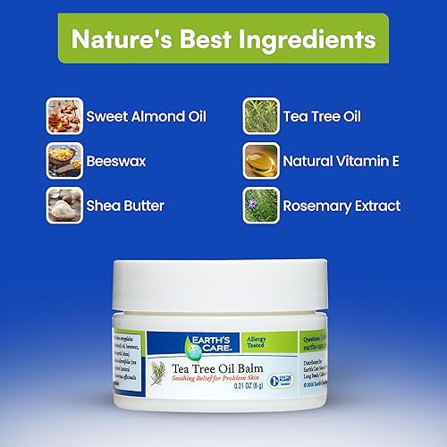Miniatura 6 de Earth's Care Bálsamo de aceite de árbol de té, sin parabenos, colores o fragancias, probado para alergias, tamaño de prueba, 0.21 onzas.