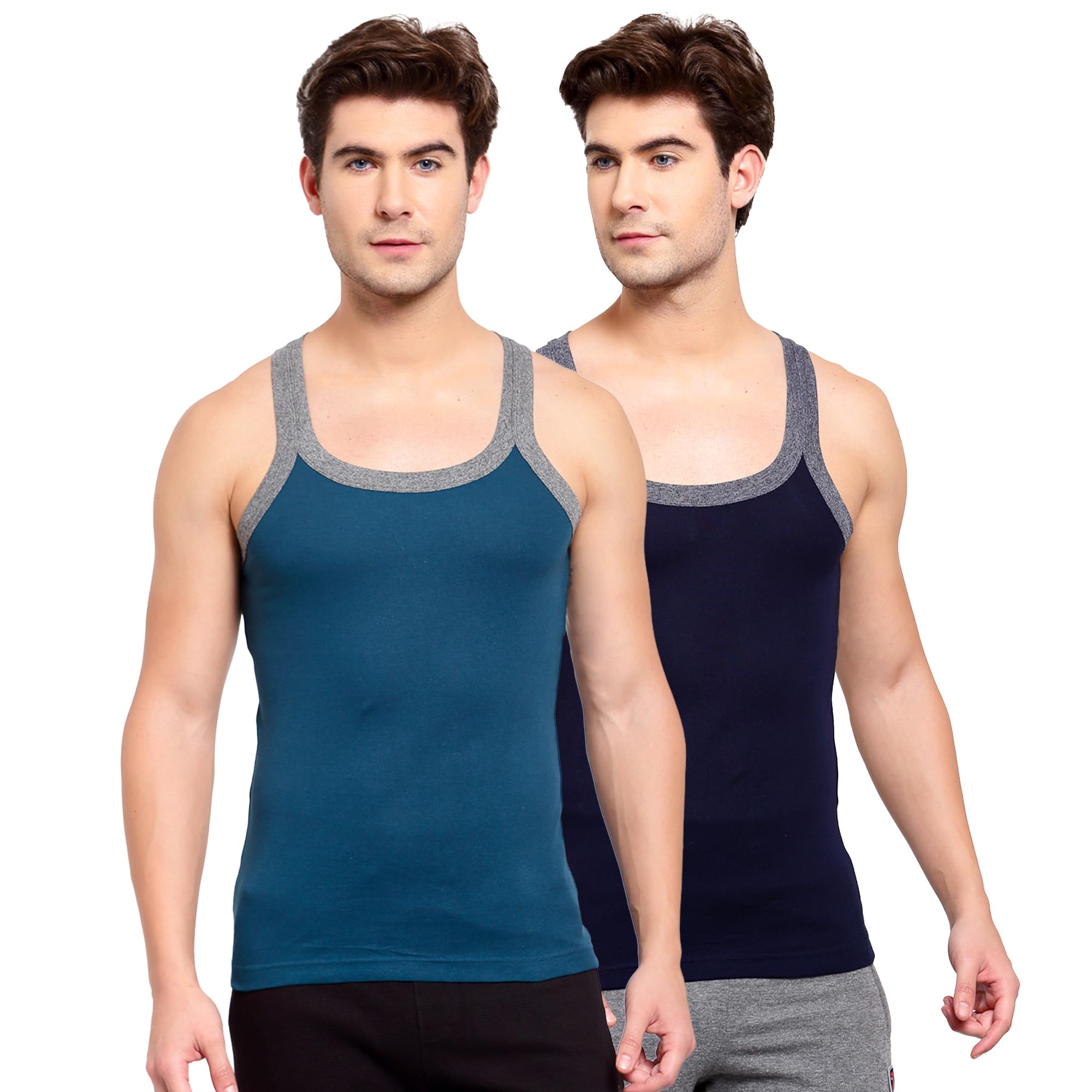 sporto Macho Men's Pure Cotton Solid Gym Vest Pack of 2-Assorted-picture-33