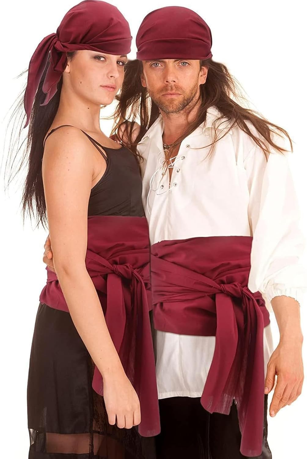 Adult Costume Accessories Set - Women's Pirate Hat, Halloween Head Scarf, and Sash Belt - Image 3