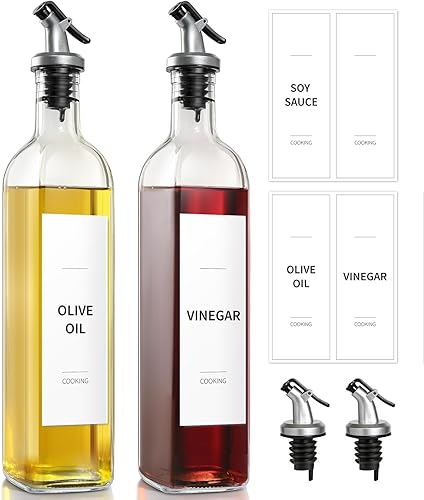 GMISUN - Juego de botellas dispensadoras de aceite de oliva y vinagre, 2 botellas dispensadoras de aceite y vinagre, dispensador de aceite de cocina