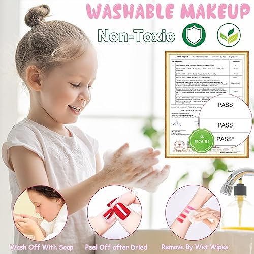 Miniatura 4 de Maquillaje lavable para niños, juego de maquillaje real, kit de maquillaje para niños pequeños, regalos de Navidad, cumpleaños, juguetes para niñas