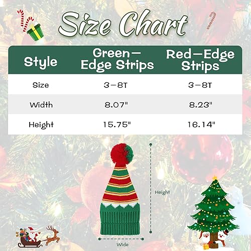 Miniatura 3 de Century Star Gorro de Papá Noel para bebé, gorro de Navidad para niños pequeños, gorro de Navidad cálido, elfo de cola larga, gorro de Papá Noel