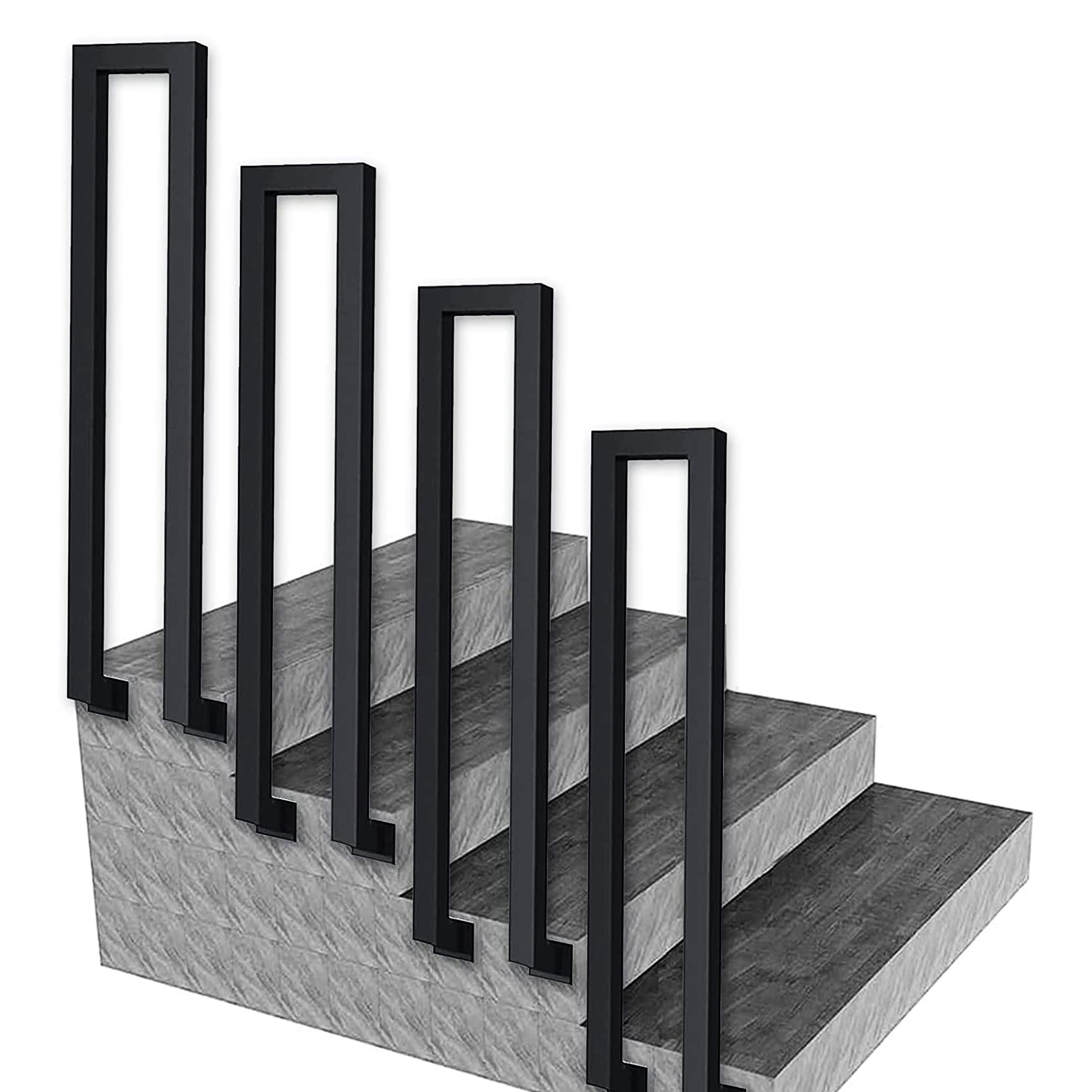 GLDYTVF Indoor and Outdoor Stair Handrails, Nordic Safety Grab Bars Rails Fence Support Pole, Side Mounted Wrought Iron Square 1- Step Hand Railing(Size:65cm/25.6in)