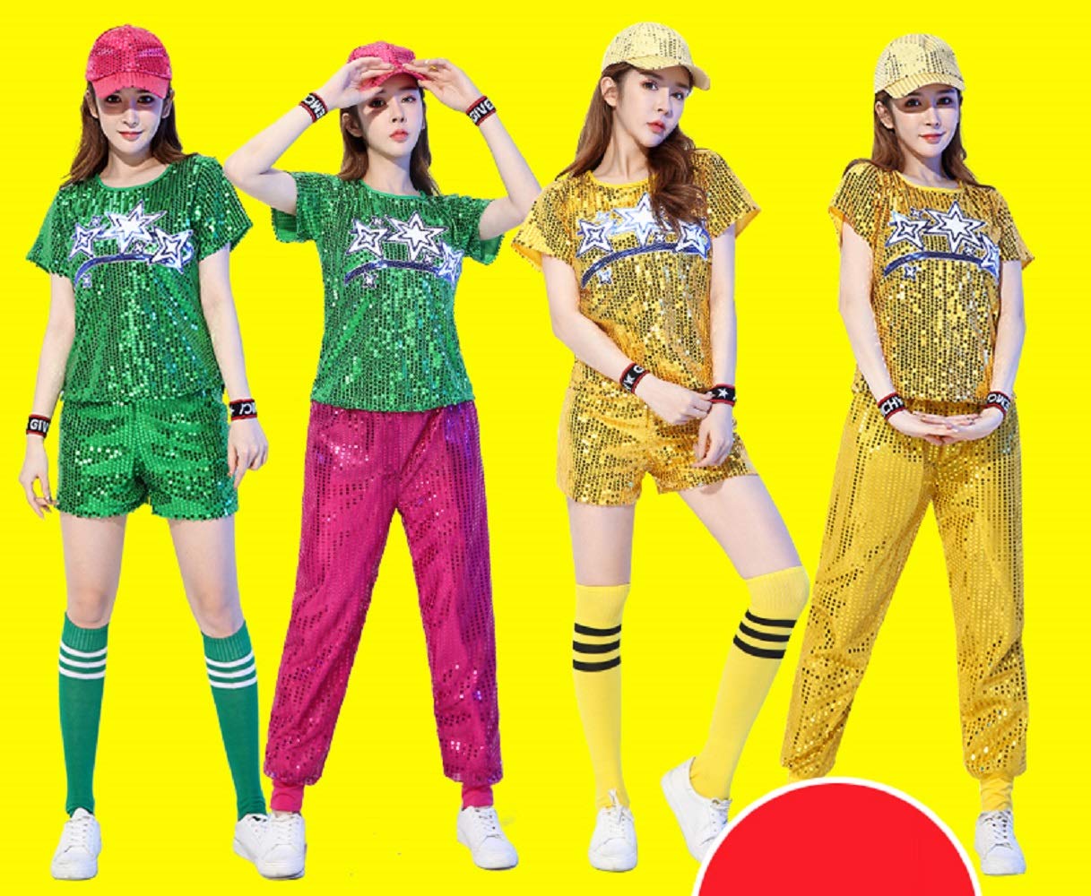 スパンコール　トップス&パンツ Amazon.co.jp: [kzzkoo] ダンス衣装 レディース スパンコール トップス