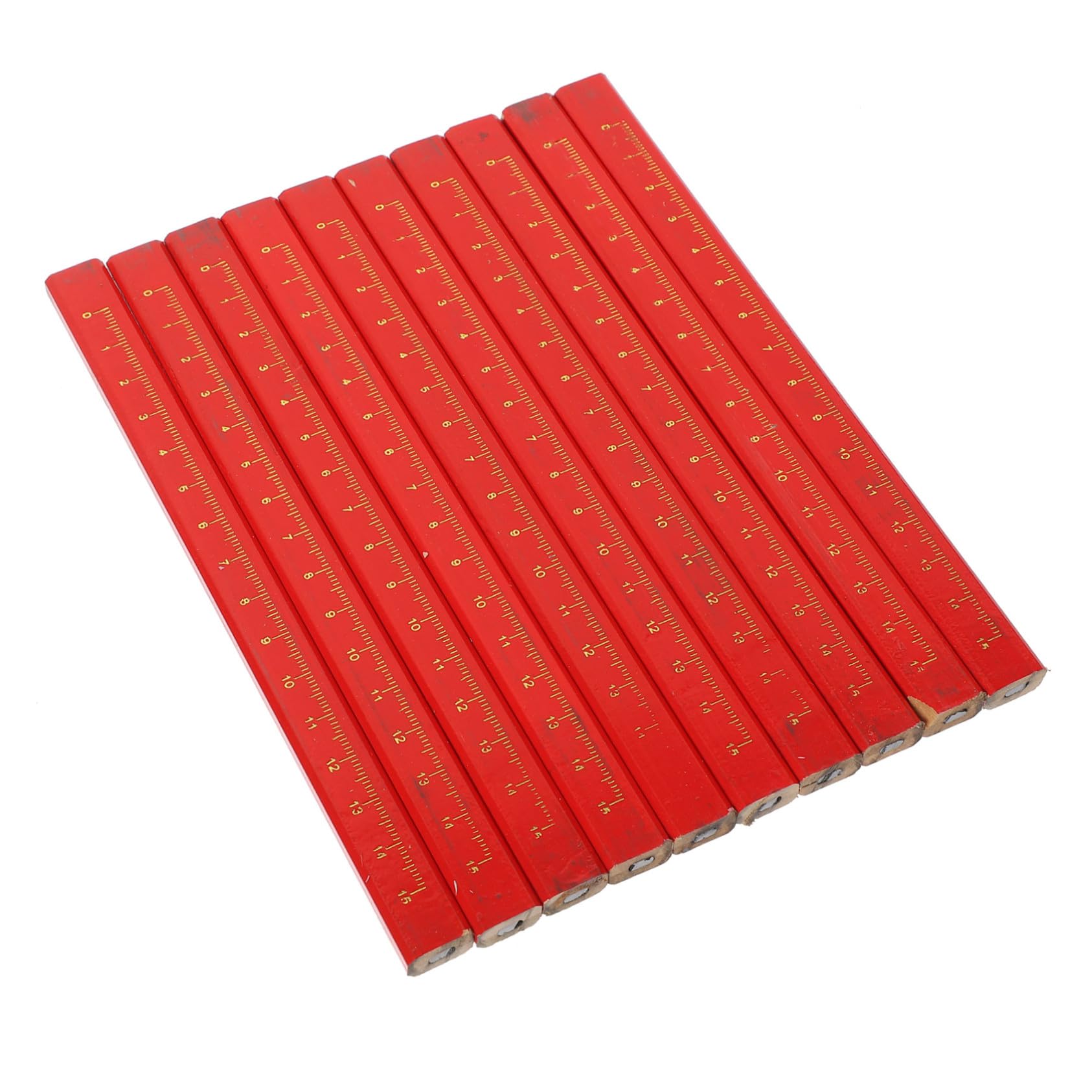 Homoyoyo Crayon de Charpentier Octogonal Rouge en Bois, Lot de 72