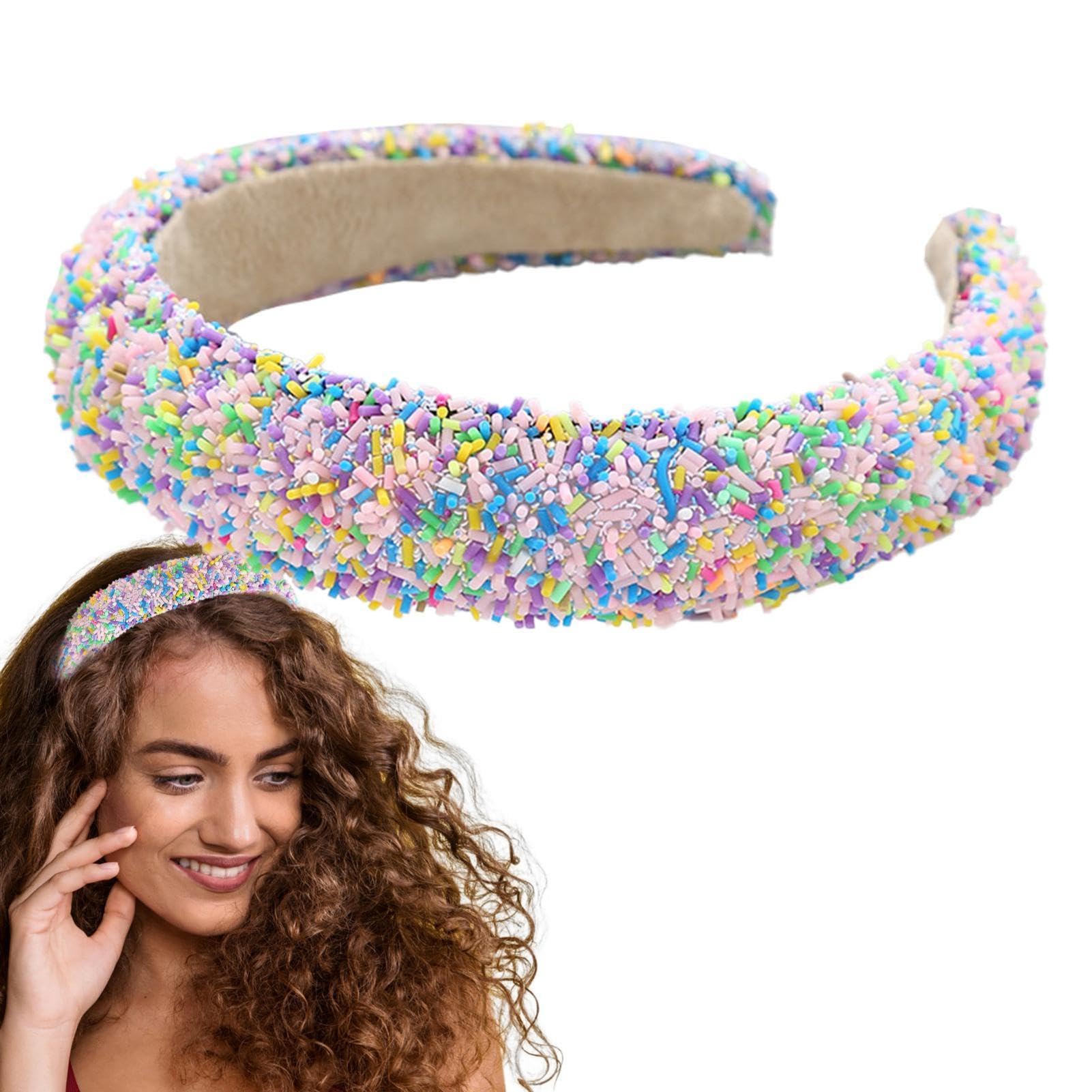 Diadema acolchada, diadema acolchada para mujeres | Diadema de lentejuelas acolchadas anchas,Elegante techo de joyas elegante sin deslizamiento sin deslizamiento para mujeres mujeres