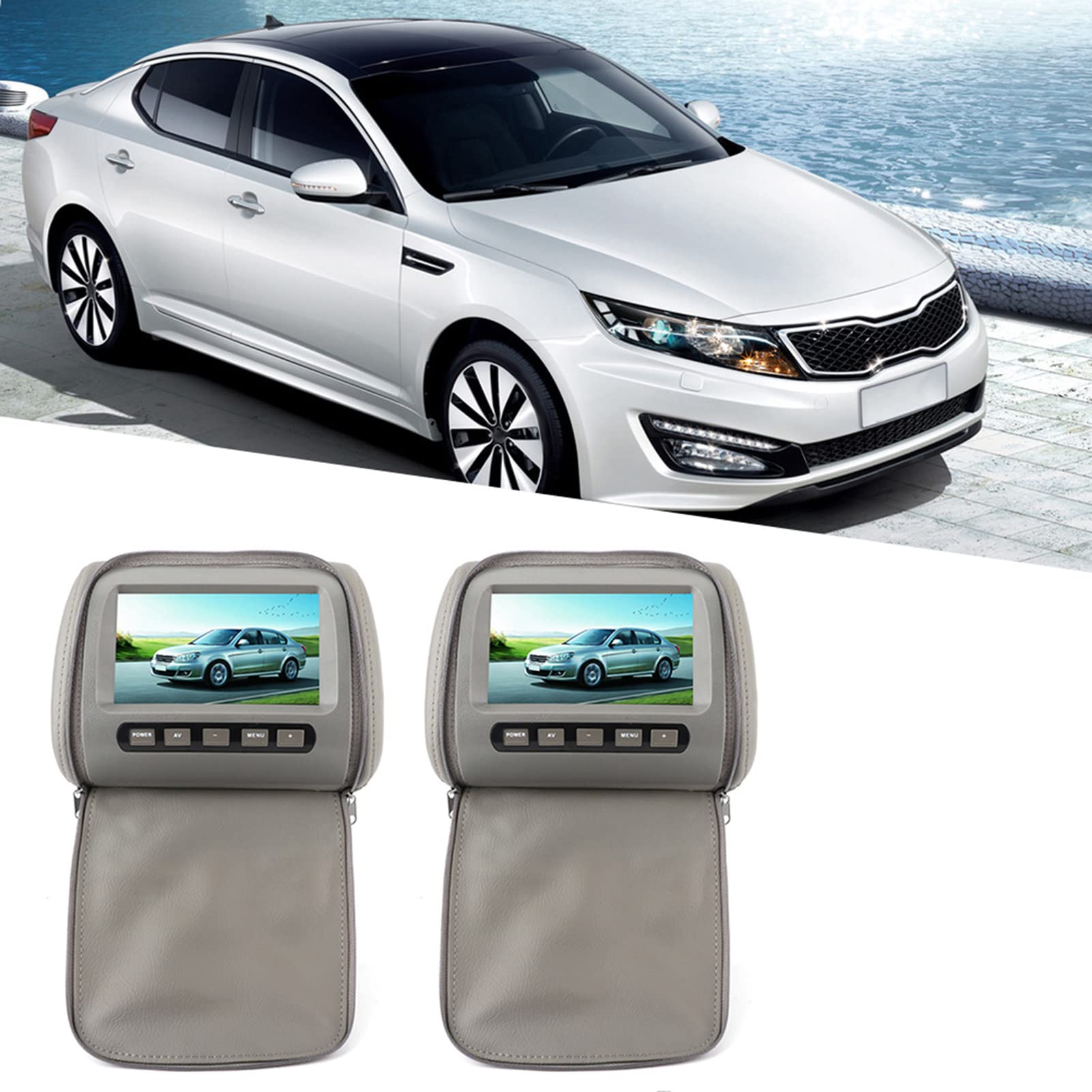 Headrest Monitor 2pcs Car Headrest DVD Player 7in Car Headrest Video Players Portable Car Headrest LCD Video Player Car MP5 Player Universal Headrest Player