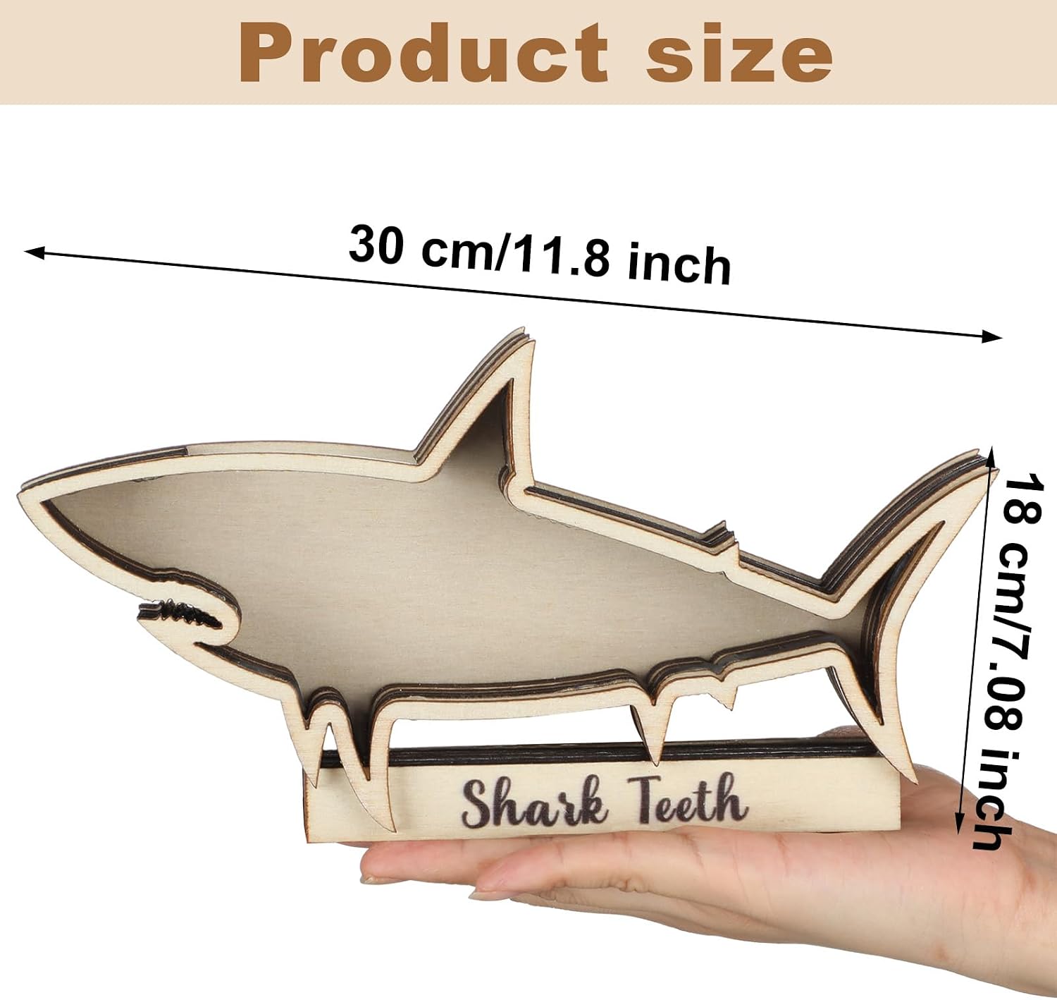 Yousoontic Shark Tooth Display Case, Wood Shark Teeth Box,12 x 7 Inch