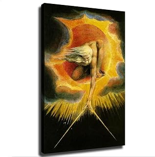 LJYYR The Ancient of Days by William Blake Poster Canvas Painting Wall Art for Office Living Room Bedroom Hallway Home Decor (16x24inch,Framed)