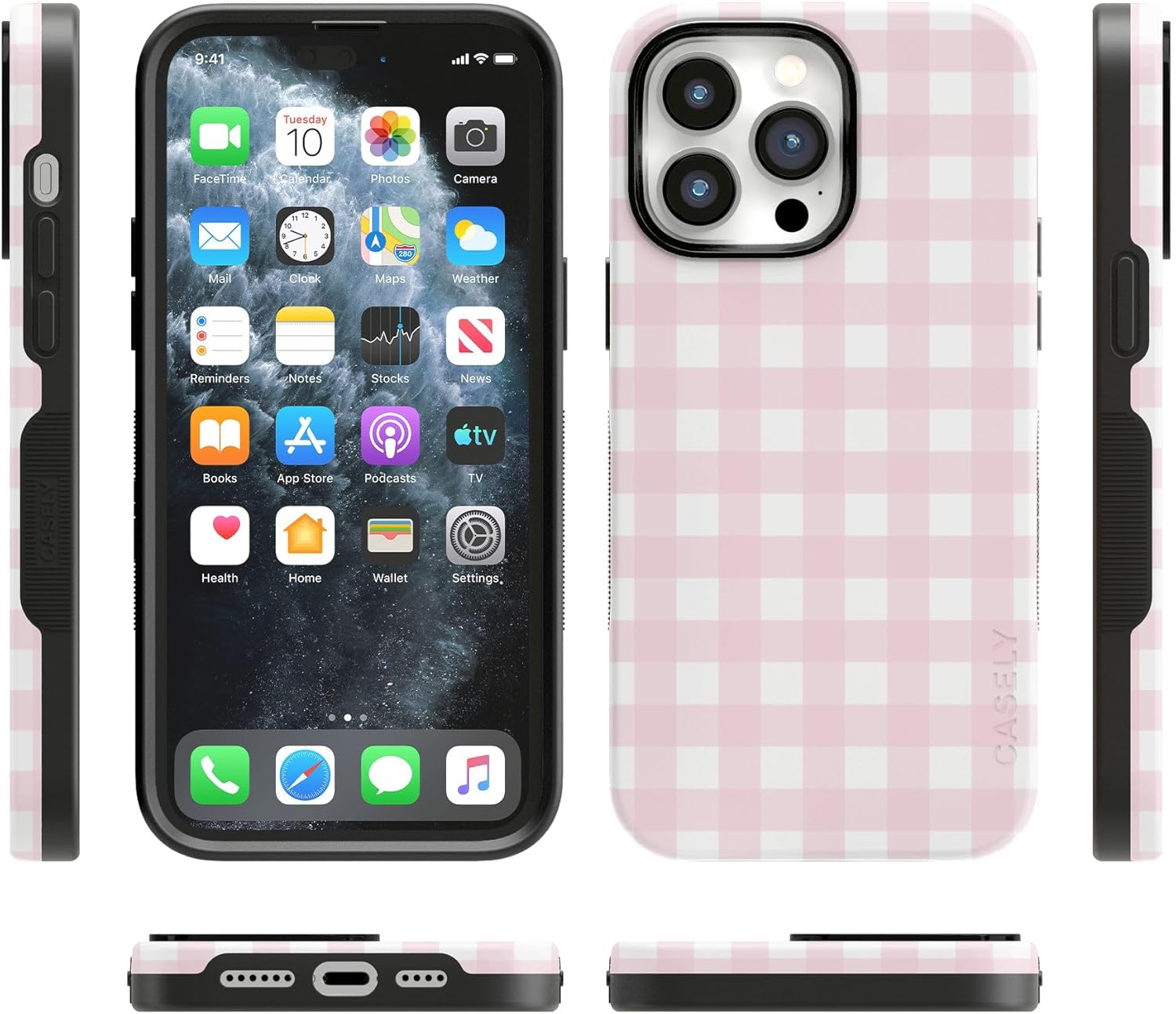 Casely iPhone 14 Pro Max Case | Pink Plaid | Sunday Best | Bold Protective Design | Compatible with MagSafe