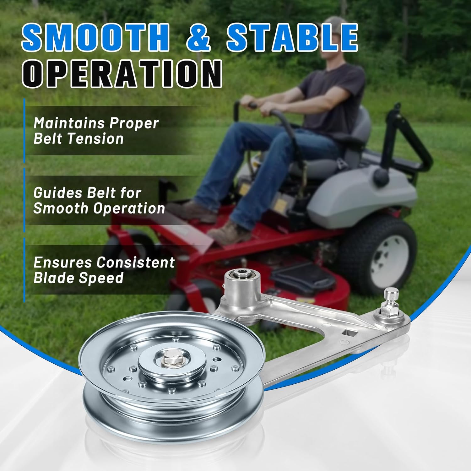 116-3755 Deck Idler Pulley Assembly Compatible with Exmark Lazer Z,AS,E,S,X,Z Series,Heavy-Duty Mower Deck Tensioner,Replacement 109-2883