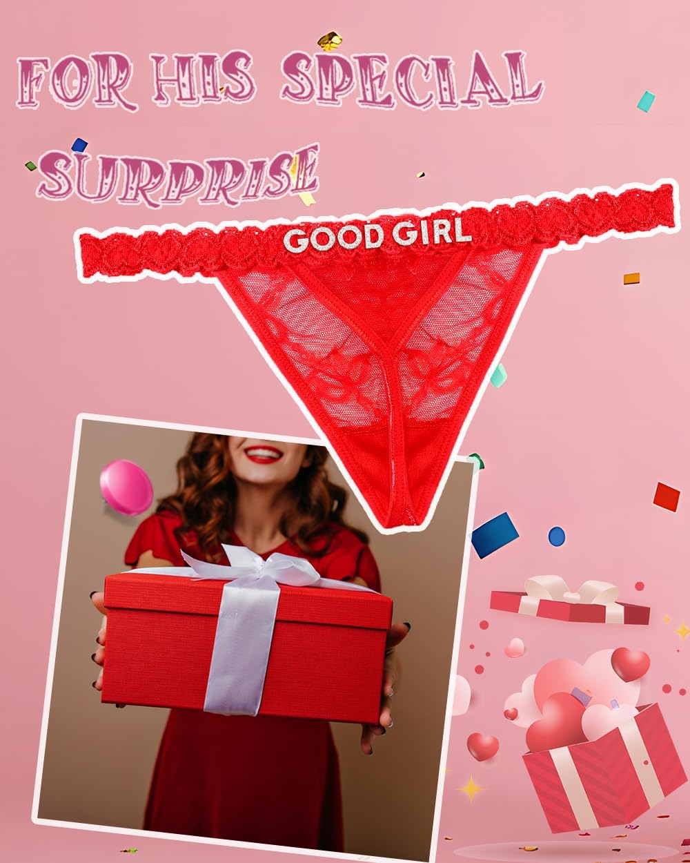 Sexy Underwear for Women Lace Panties Sexy Thong with Funny Rhinestone Letters for Couple Gifts - Image 5