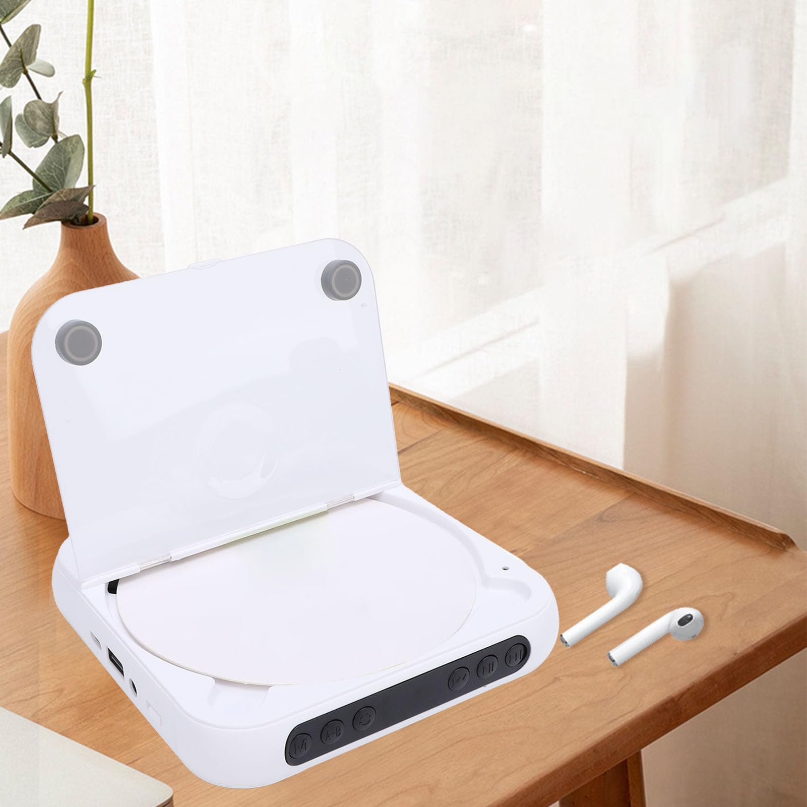 Lettore CD USB Ricaricabile da 2000 MAh con 5.3 per la Riproduzione di CD Multiformato e Jack per Cuffie per Amanti della Musica e Pendolari (Bianco)