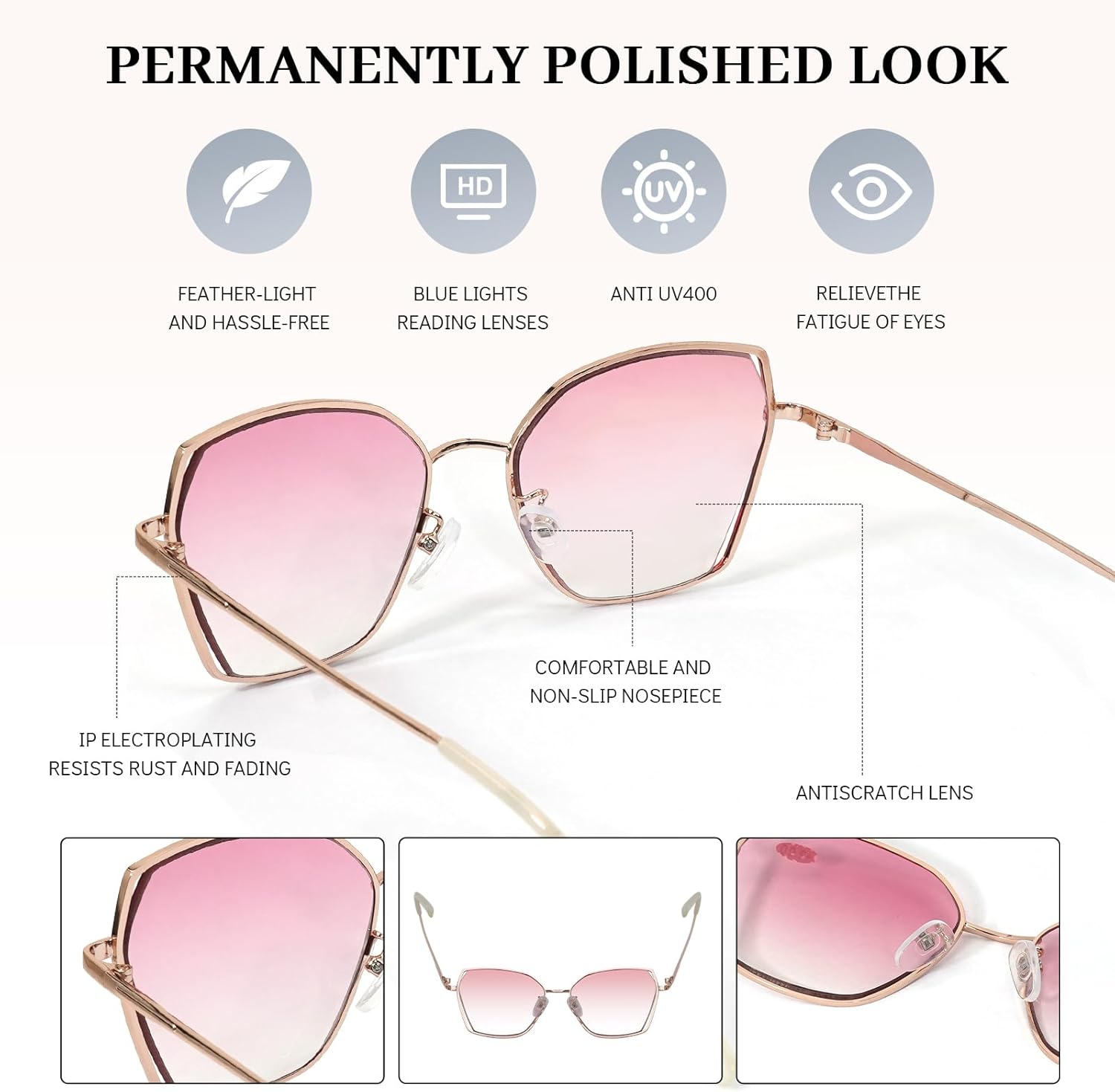 2 Pack Tinted Multifocal Reading Blue Light Blocking Glasses Progressive Bifocal Sunglasses for Women