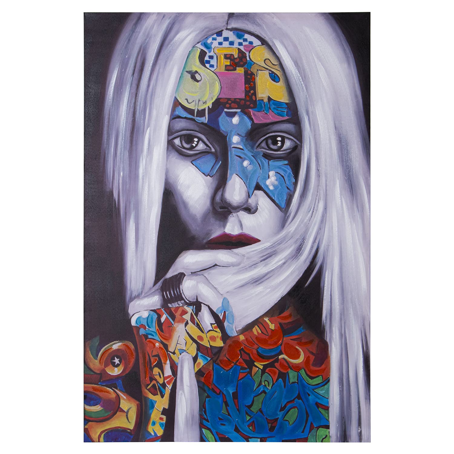 Tableau visage femme 80x120cm decoration murale pour habiller le mur du salon