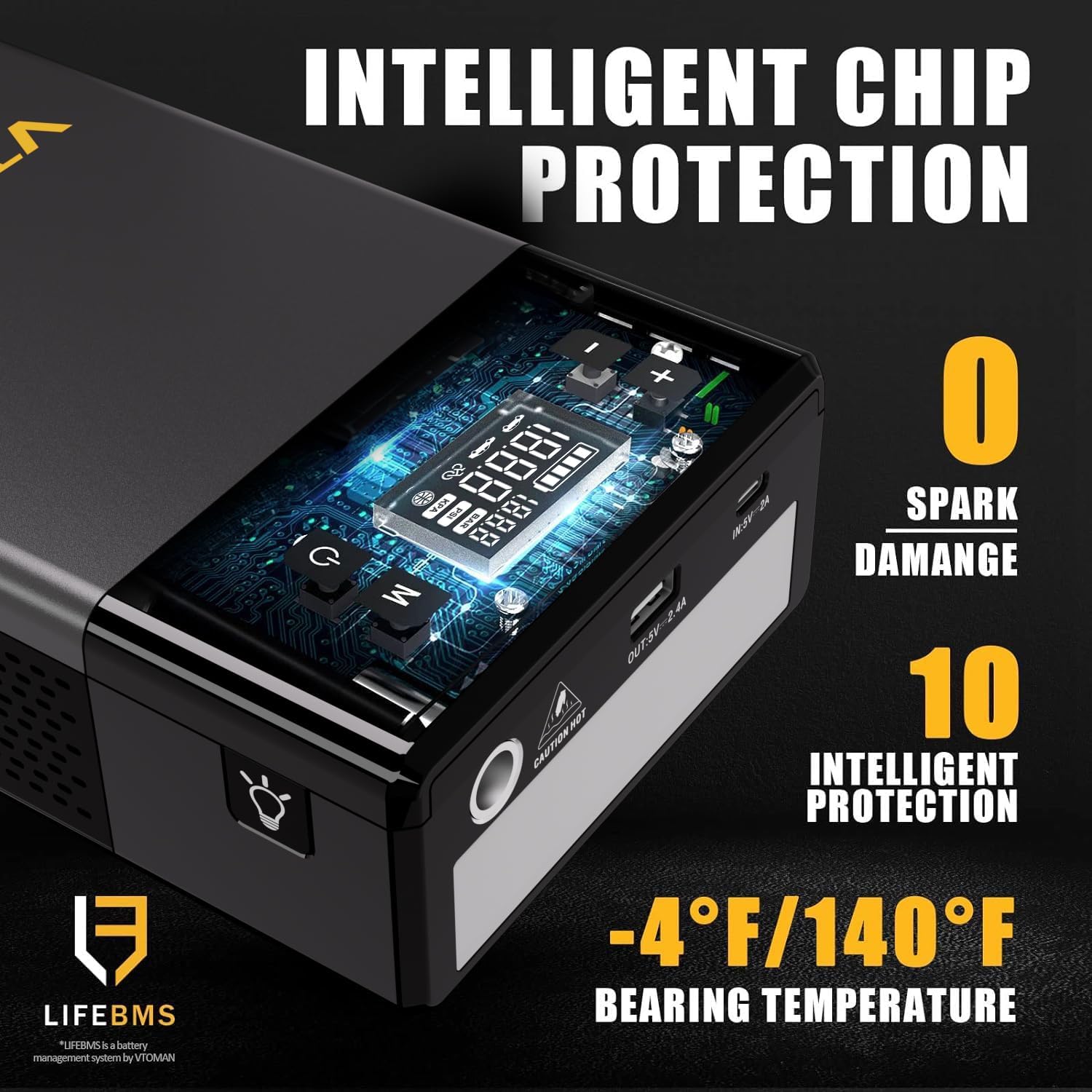 VTOMAN X1 Jump Starter with Air Compressor, Car Battery Jumper Starter (2500A, Up to 8.5L Gas/6L Diesel Engine) with 150PSI Auto Tire Inflator, 12V Portable Booster Pack, Lithium Jump Box Charger-Gray