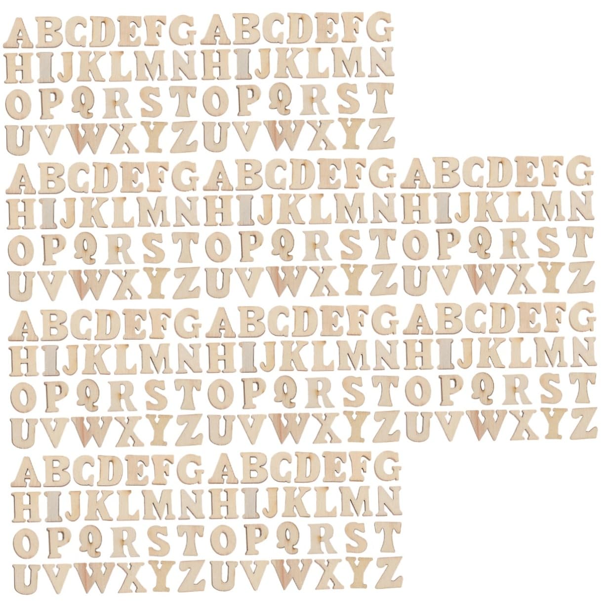 CIYODO 5sets DIY Wooden Letters Set 26 Letters Pieces for Wall Decor Craft Unfinished Wood Cutouts 104pcs*5