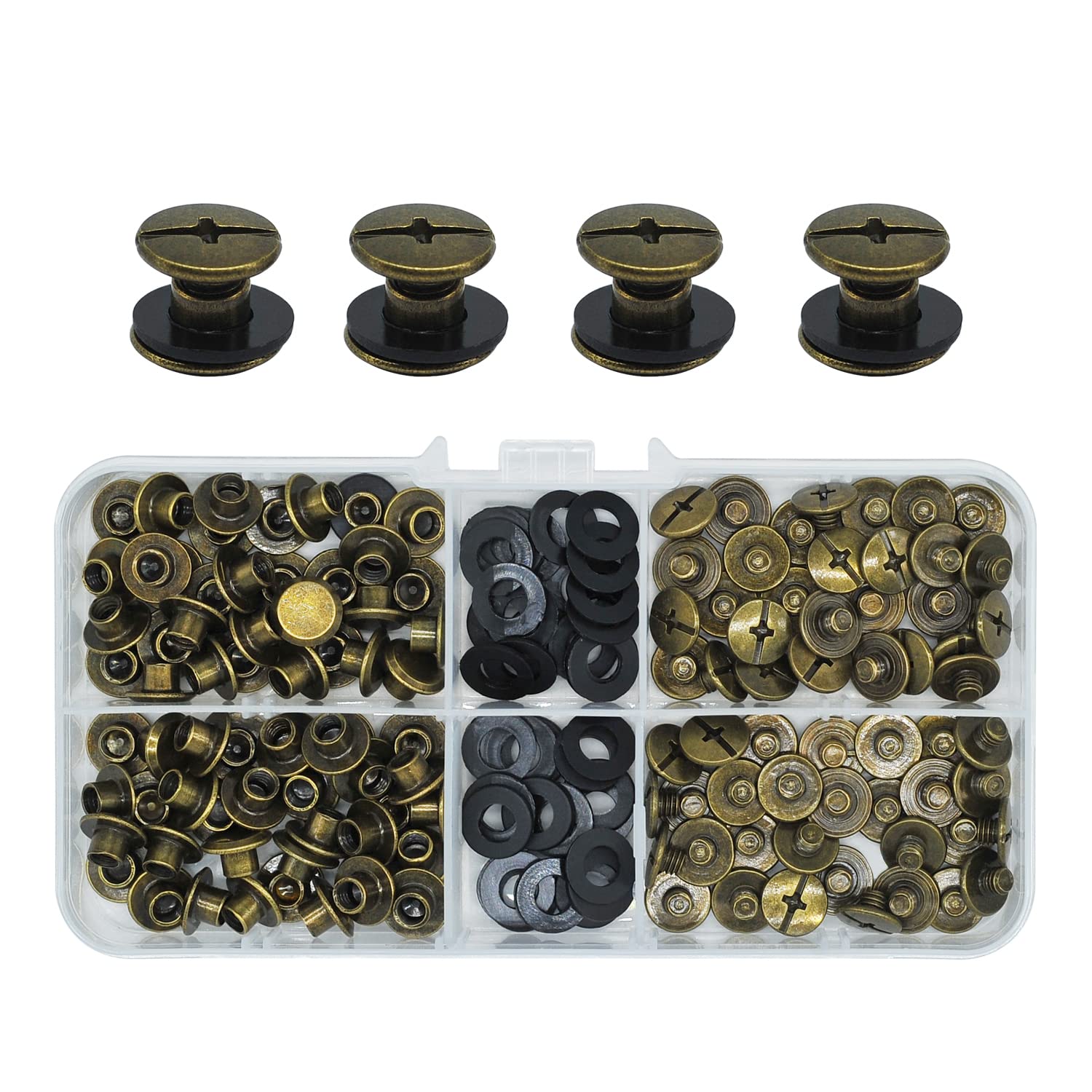 60Pcs Chicago Screw Posts, M5*4mm Rivet Chicago Binding Screws Bronze — image 1