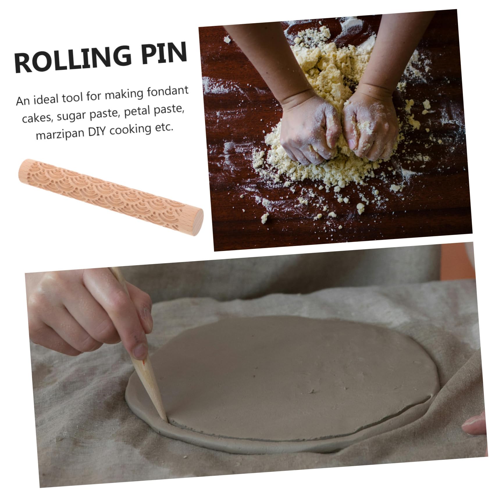MAGICLULU 4 Piezas De Herramientas De Arcilla Polimérica Rodillos De Madera Para Hornear Rodillo Pequeño Para Fondant.