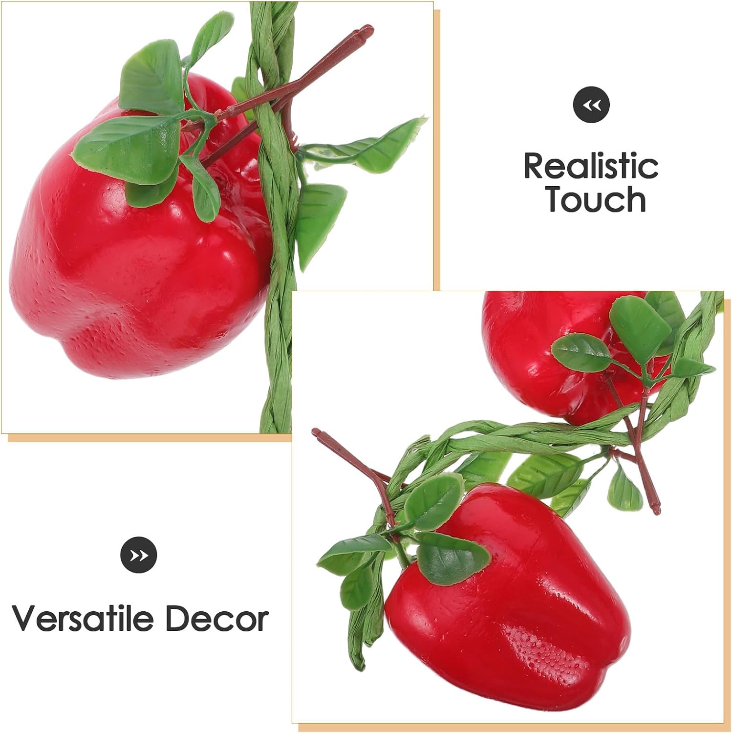 Levemolo 5pcs Artificial Pepper String: Artificial Bell Peppers - Fake Veggie for Decoration - Decorative Vegetables for Home Kitchen Fruit Shop Supermarket