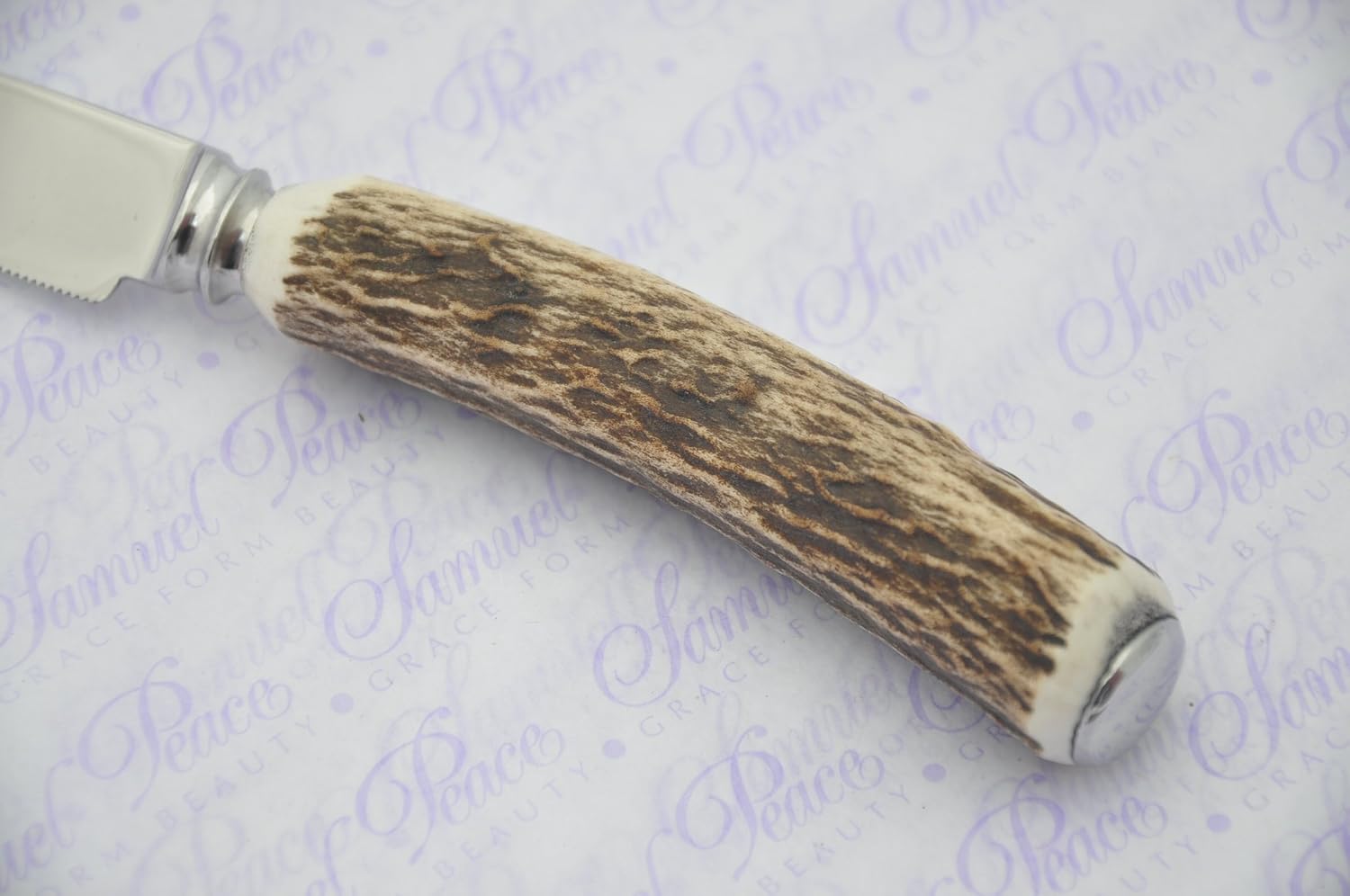 Six Extra Large Genuine Stag Horn/Antler Handle Steak Knives Made in Sheffield England Free Engraving