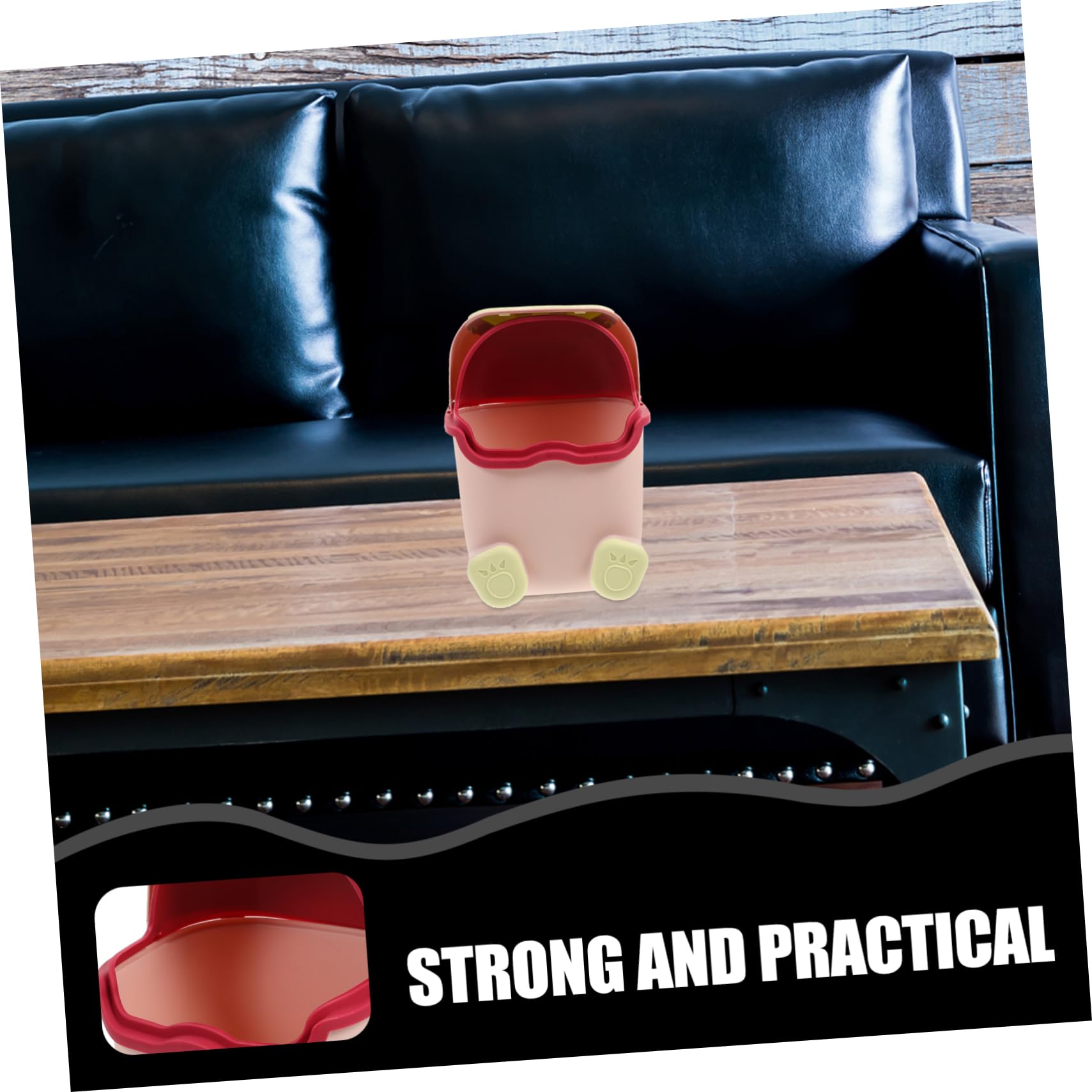 SOESFOUFU Waste Paper Basket Plastic Mini Waste Bin with Lid for Office Desk Home Living Room