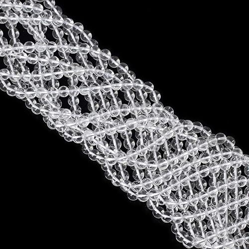 Miniatura 4 de 60 cuentas redondas sueltas de cuarzo blanco transparente natural de 0.236 pulgadas (0.236 in), piedra energética de cristal para fabricación de