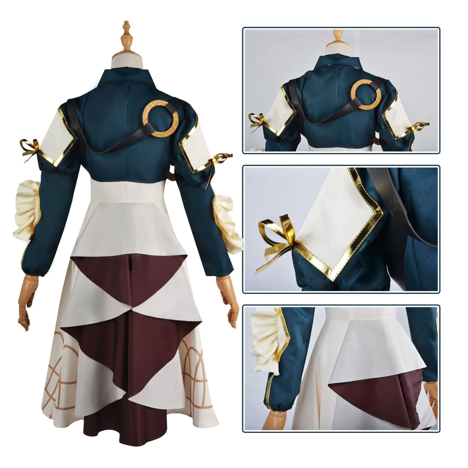 Zhongkaihua Fioletowy kostium Evergarden do cosplay, mundurek, zestaw dla kobiet, na Halloween, fantazyjna sukienka anime, strój do odgrywania ról, XS-XXXL
