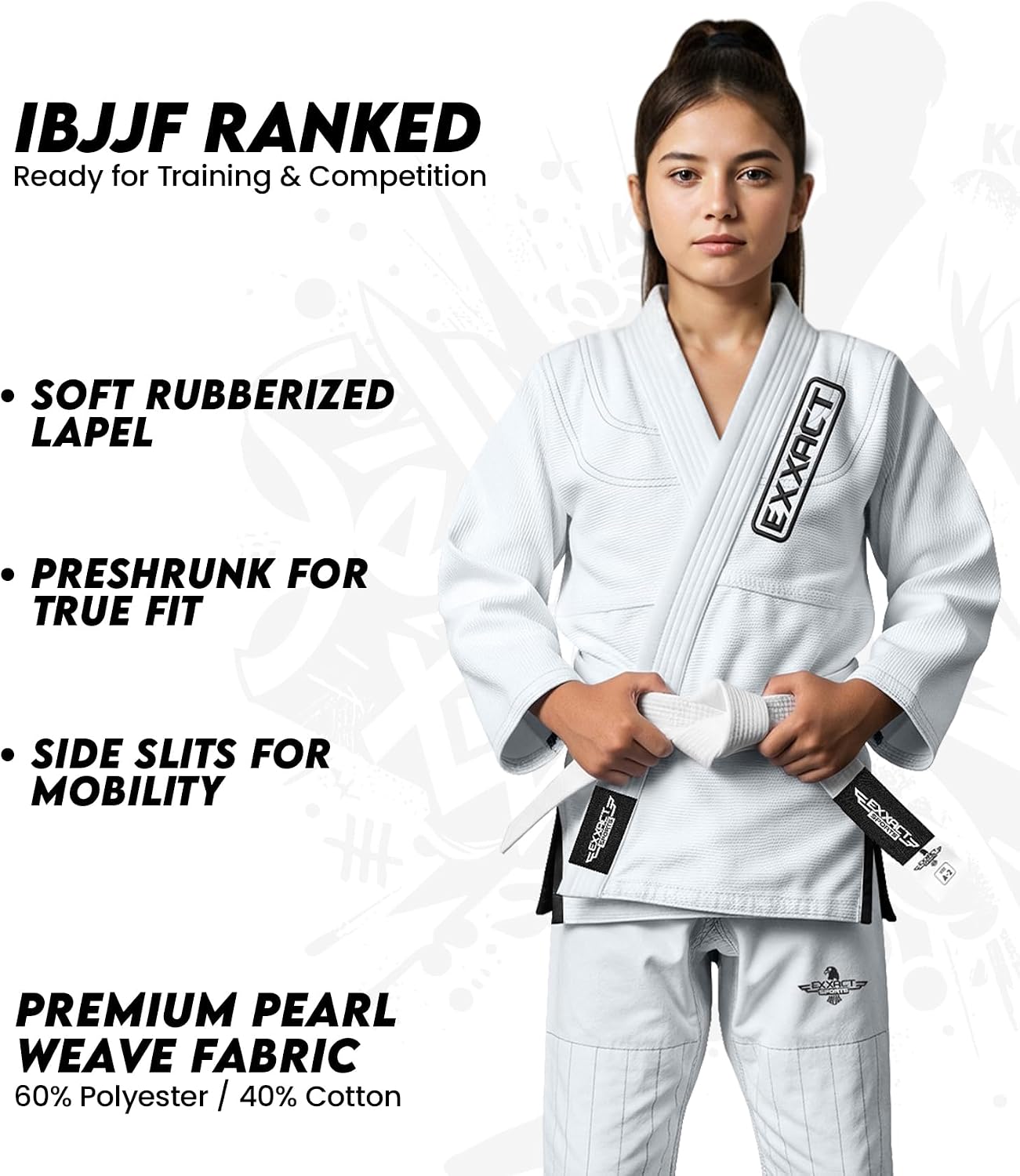 Exxact Sports Kids BJJ Gi, Lightweight IBJJF Legal Jiu Jitsu Gi with Preshrunk Fabric & Free Belt for Training & Competition